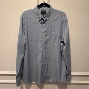 Nordstrom Men's Shop Tech Smart Blue Shepherds‎ Check Trim Fit Dress Shirt Large